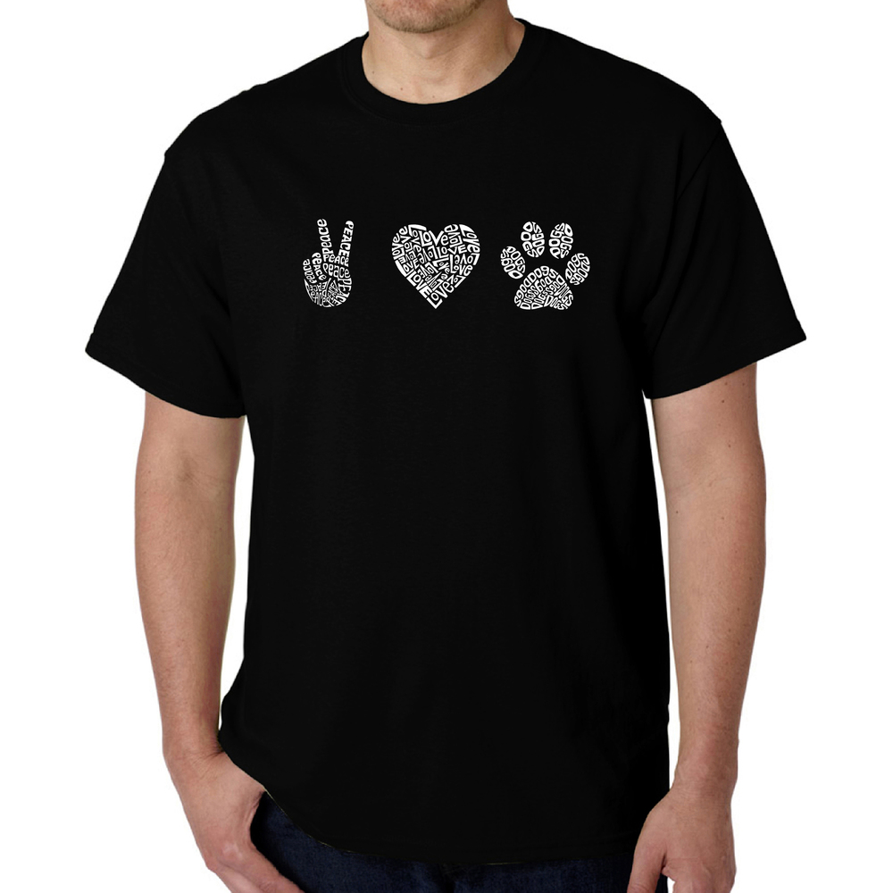 Men's Word Art T-shirt - Peace Love Dogs